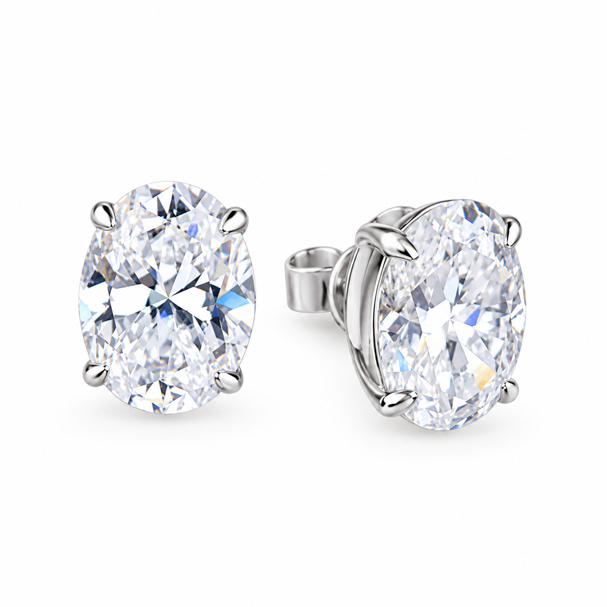 Oval Stud Earrings Moissanaite