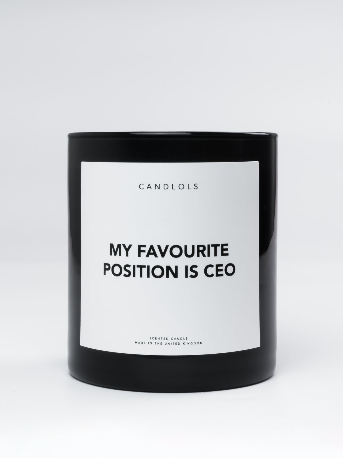 'My favourite position is CEO' candle
