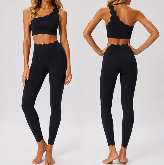 Scalloped off Shoulder Full Length Travel Gym Set