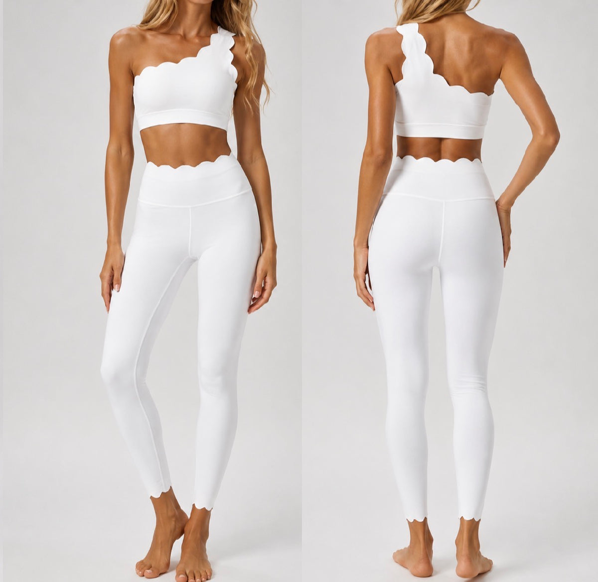 Scalloped off Shoulder Full Length Travel Gym Set