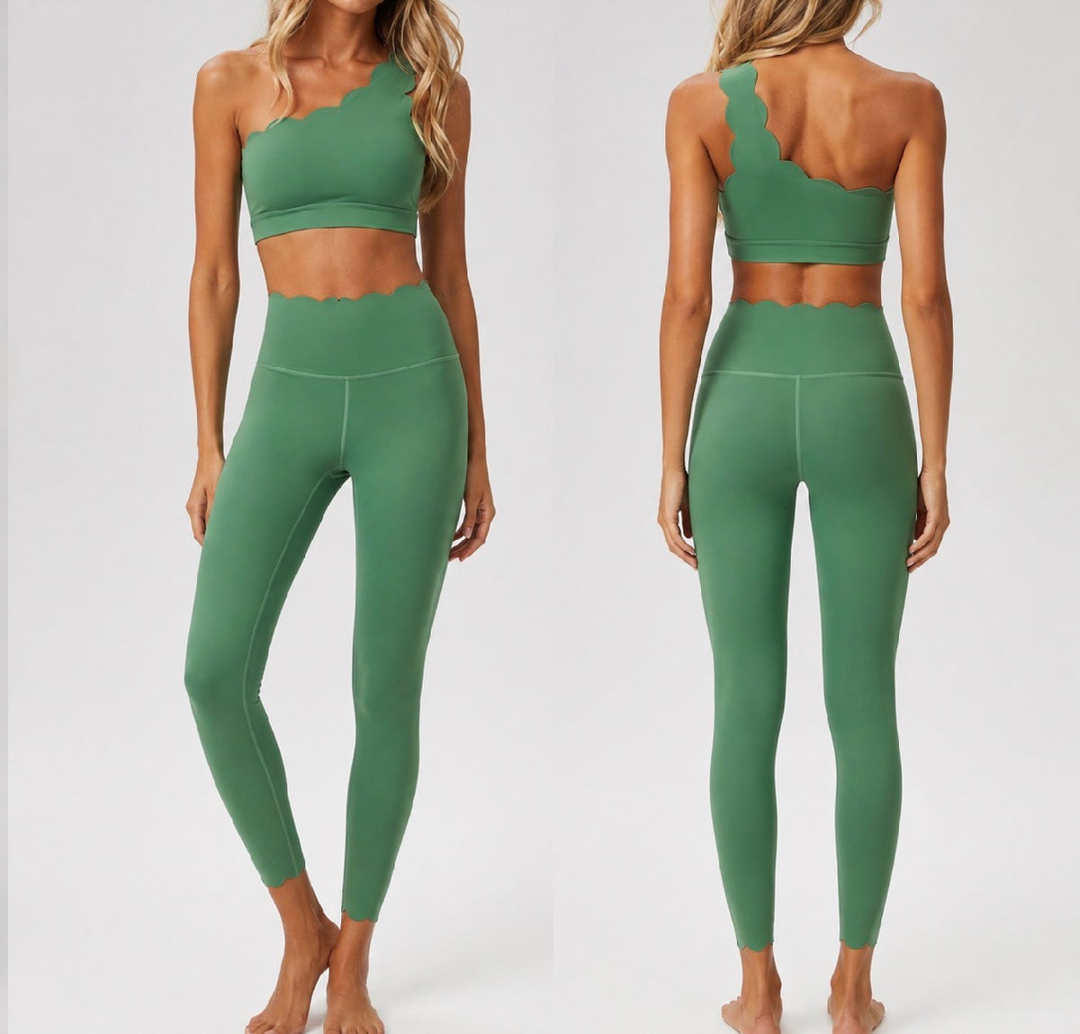 Scalloped off Shoulder Full Length Travel Gym Set