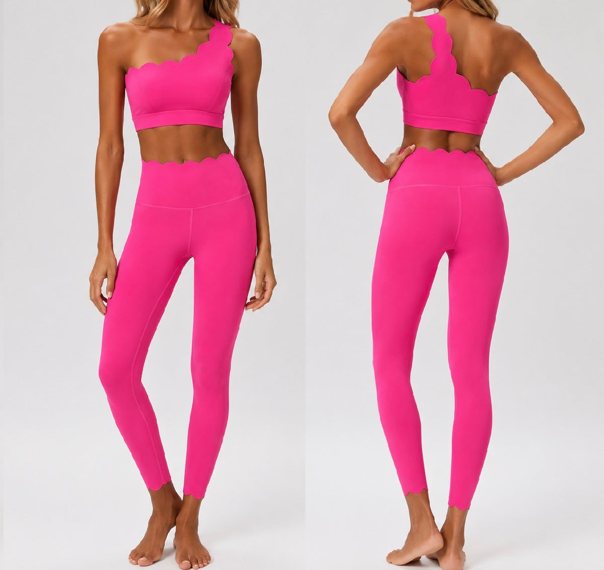 Scalloped off Shoulder Full Length Travel Gym Set